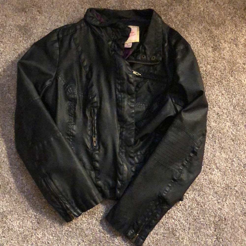 Pink Envelope Black Leather Jacket